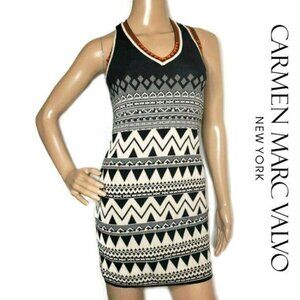Carmen Marc Valvo Geometric Print Sleeveless Dress size S